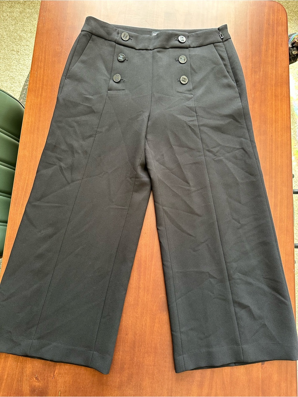 Karl Lagerfeld Black Sailor Wide-Leg Trousers